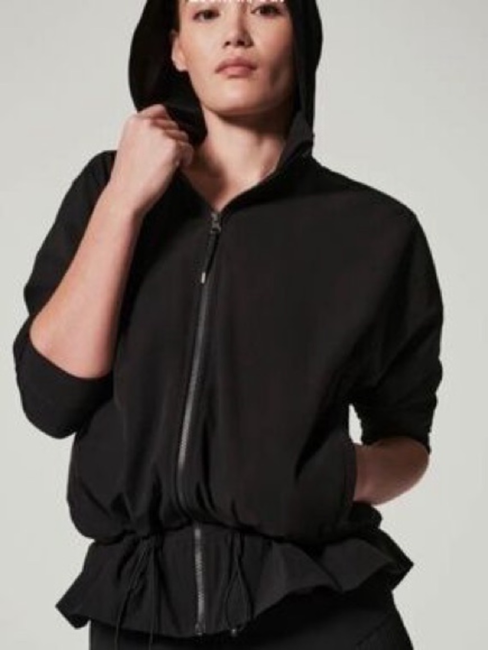 Spanx "It's A Cinch" Full Zip Windbreaker Jacket Black 3X